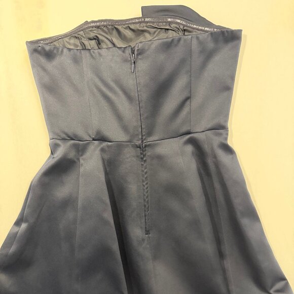 H&M Navy Blue Strapless Bow Detail Fit Flare Dress Size 8 - Picture 6 of 9